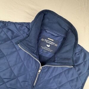 Southern Marsh Quilted Vest Mens Large Blue Solid Full Zip Fleece Lined 0050